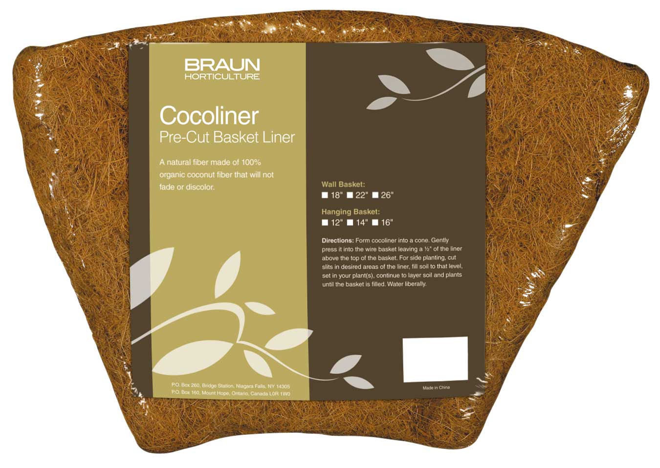 Braun – wholesale Planting/potting soil – Retail Ready Pre-Cut Cocoliner #20