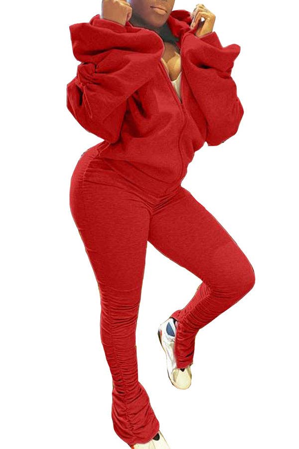 MB Fashion Wholesale - Wholesale Top & Pant Set (NOT Loungewear) - Women's - MB FASHION BACKLESS HOODIE RUFFLE SPLIT PANTS SET 81362