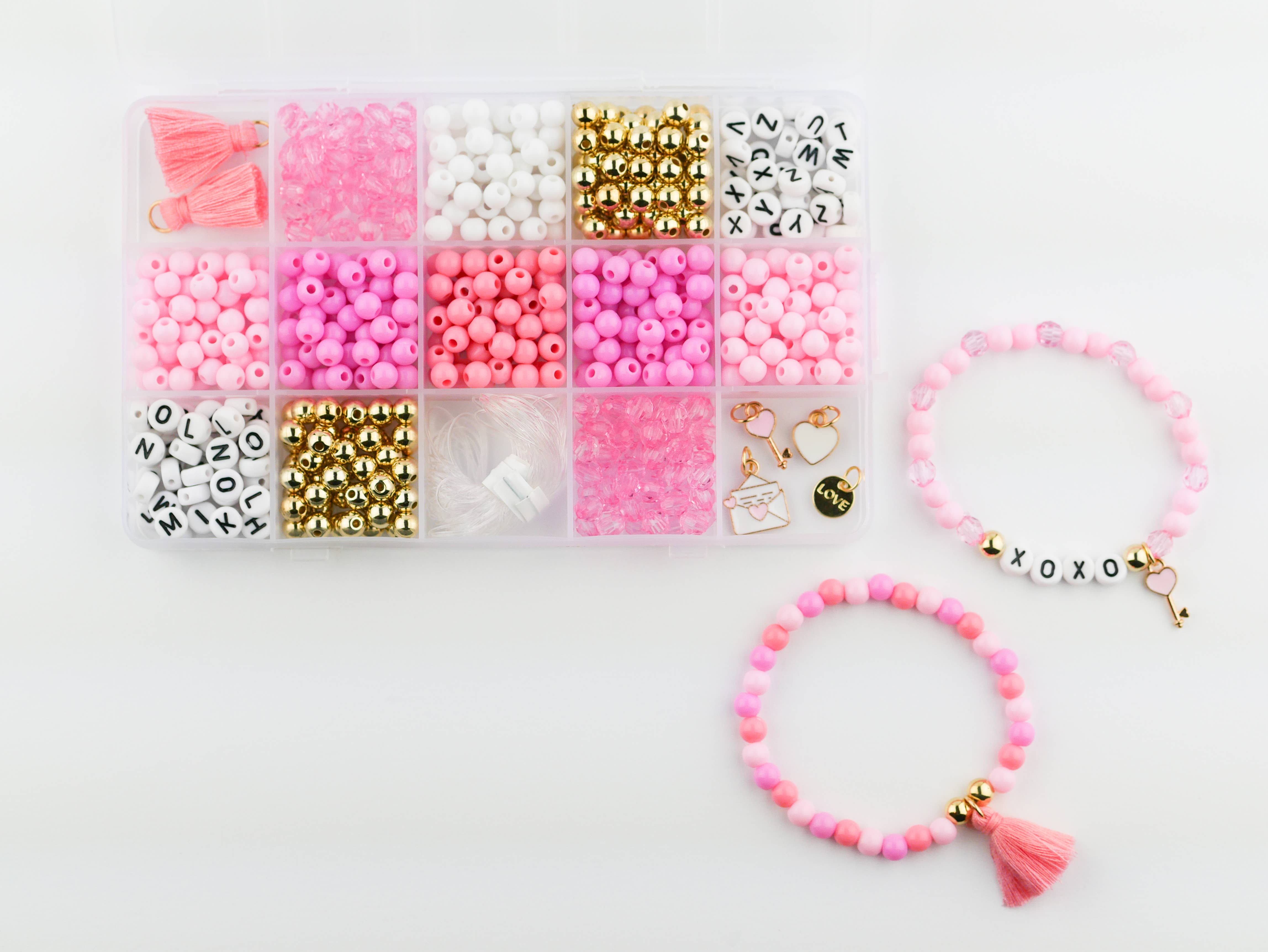 Stacked Sweetly - Wholesale DIY Craft Kit - I love You DIY Stretchy Bracelet Craft Kit2