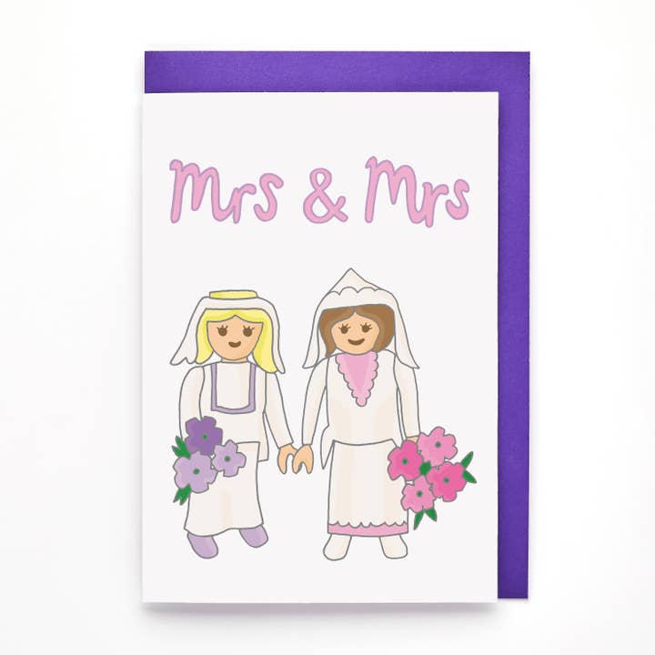 Mrs and Mrs Greeting Card | Cute Wedding Card | Pride Love for wholesale by You've Got Pen On Your Face