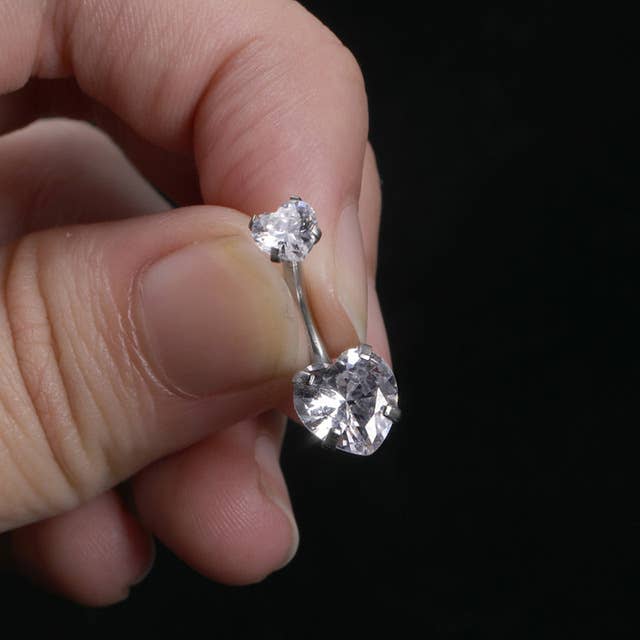Gemscape UK - Wholesale Belly Ring - Heart shaped Belly Button - Two Stone Design2