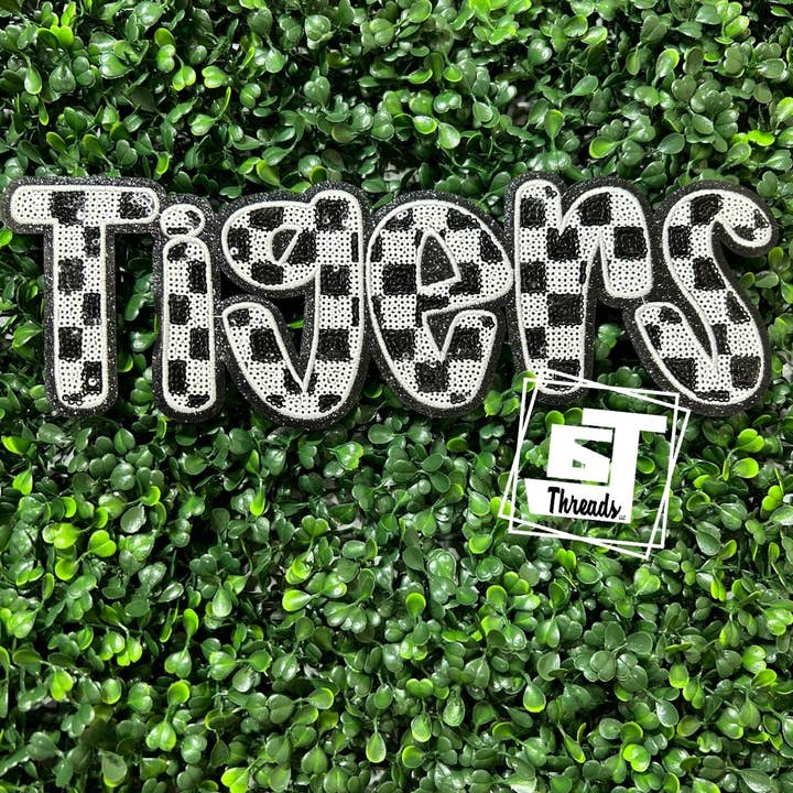 6j Threads LLC - Wholesale Patch - Sequin Checkered Tigers....Patches Only