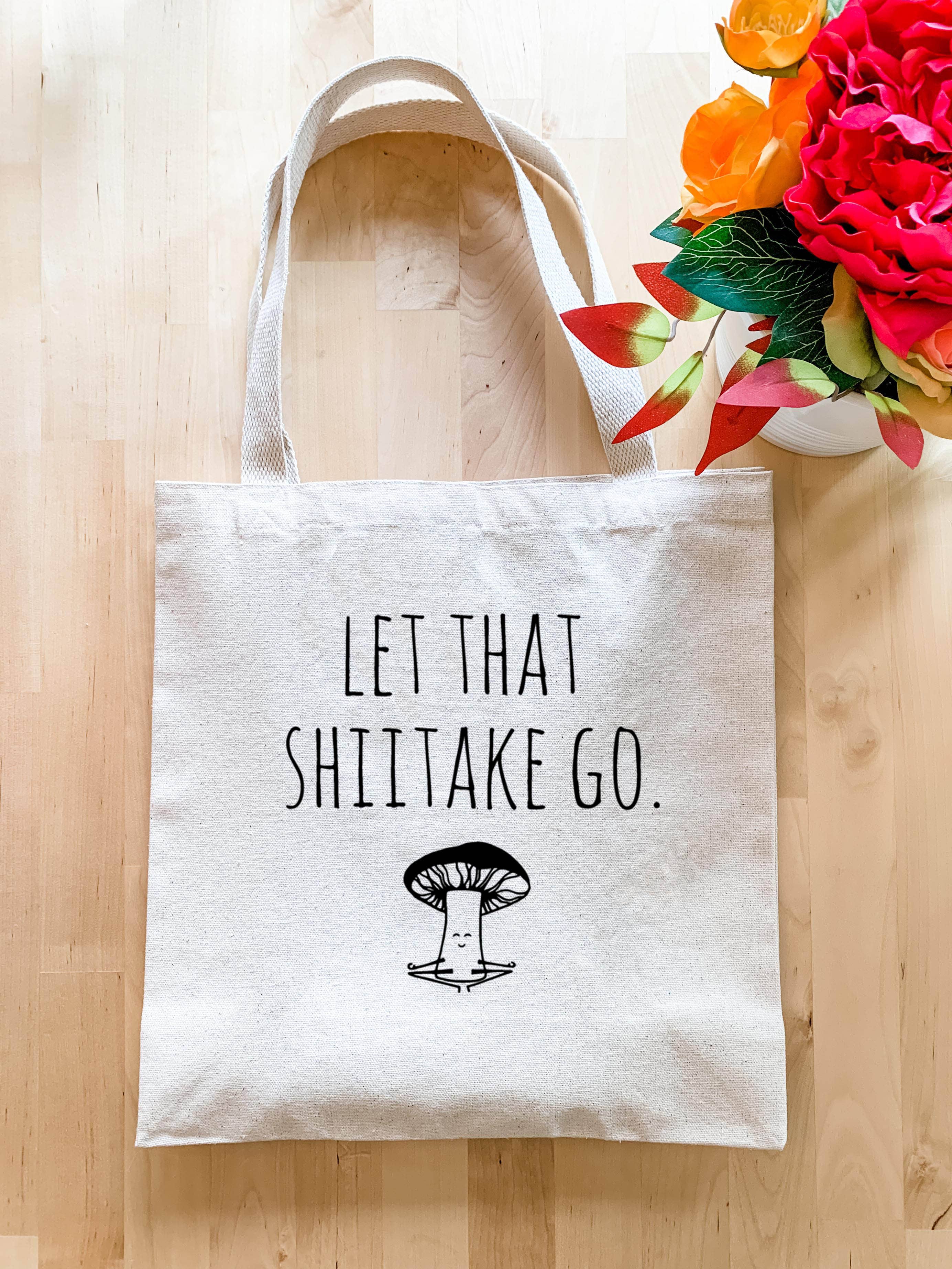 Moonlight Makers – wholesale Tote bag – Unisex – Let That Shiitake Go - Canvas Tote Bags - Mushroom, Yoga2