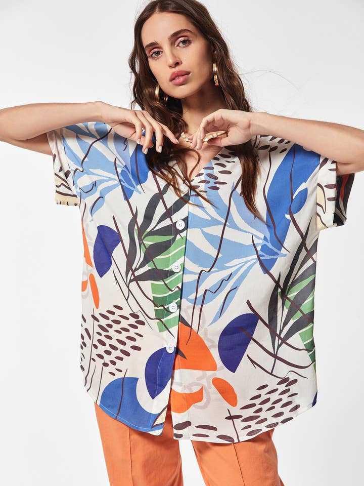 Falder Crepe Marocain Shirt for wholesale by OKY