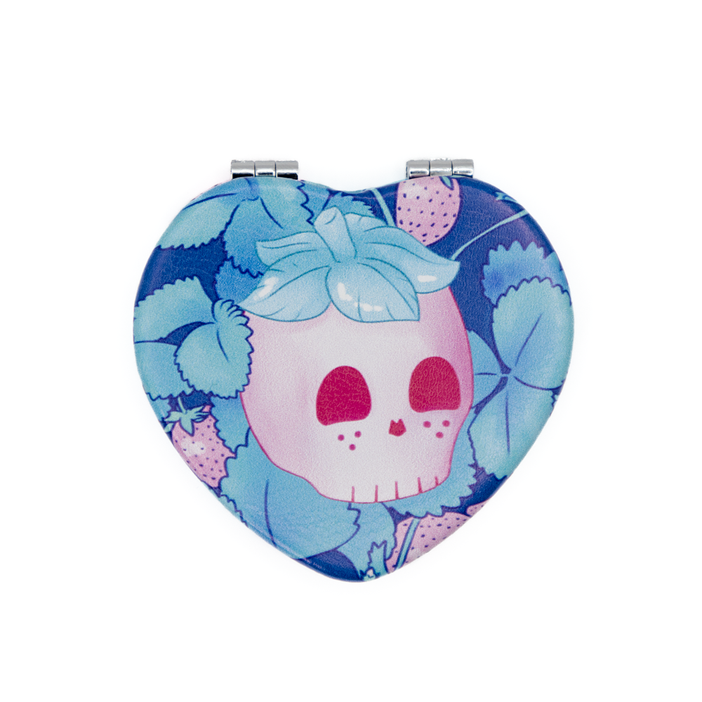 Glitchberry - Wholesale Compact Mirror - Strawberry Skull Heart-Shaped Compact Mirror3