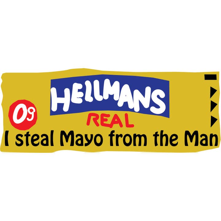 Autocollant pour pare-chocs « I Steal Mayo from the Man pour la vente par Glad Dog Cards