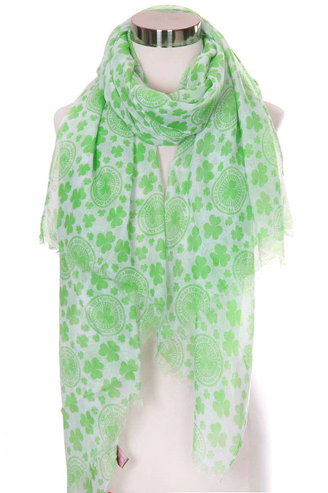 Hana - Wholesale Scarf - Women's - St Patrick Day Clover Leaf Pattern Oblong Scarf12