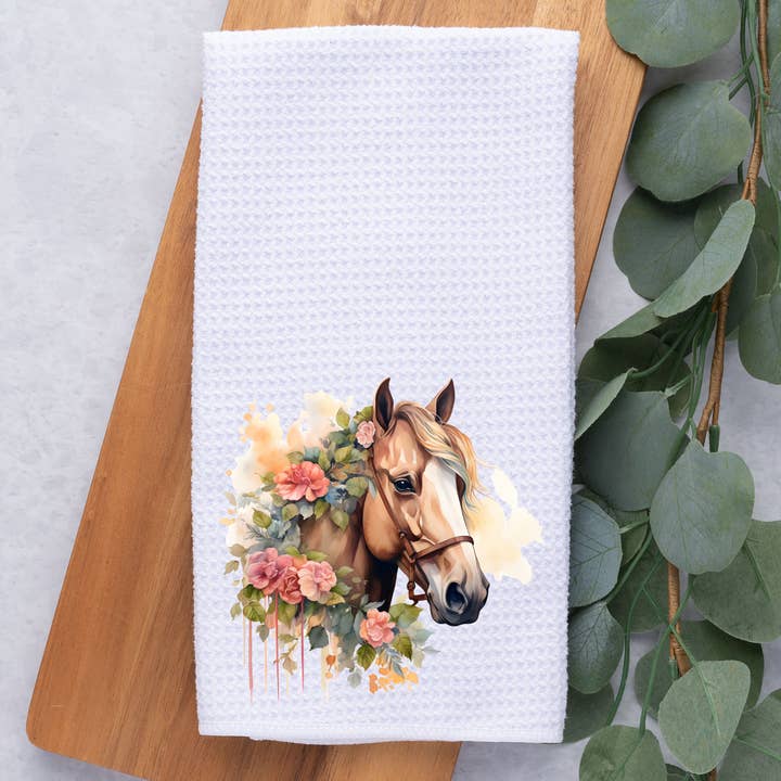 Palomino Floral Horse Head / Dish/ Hand Towel for wholesale by Dark Horse Dream Designs LLC