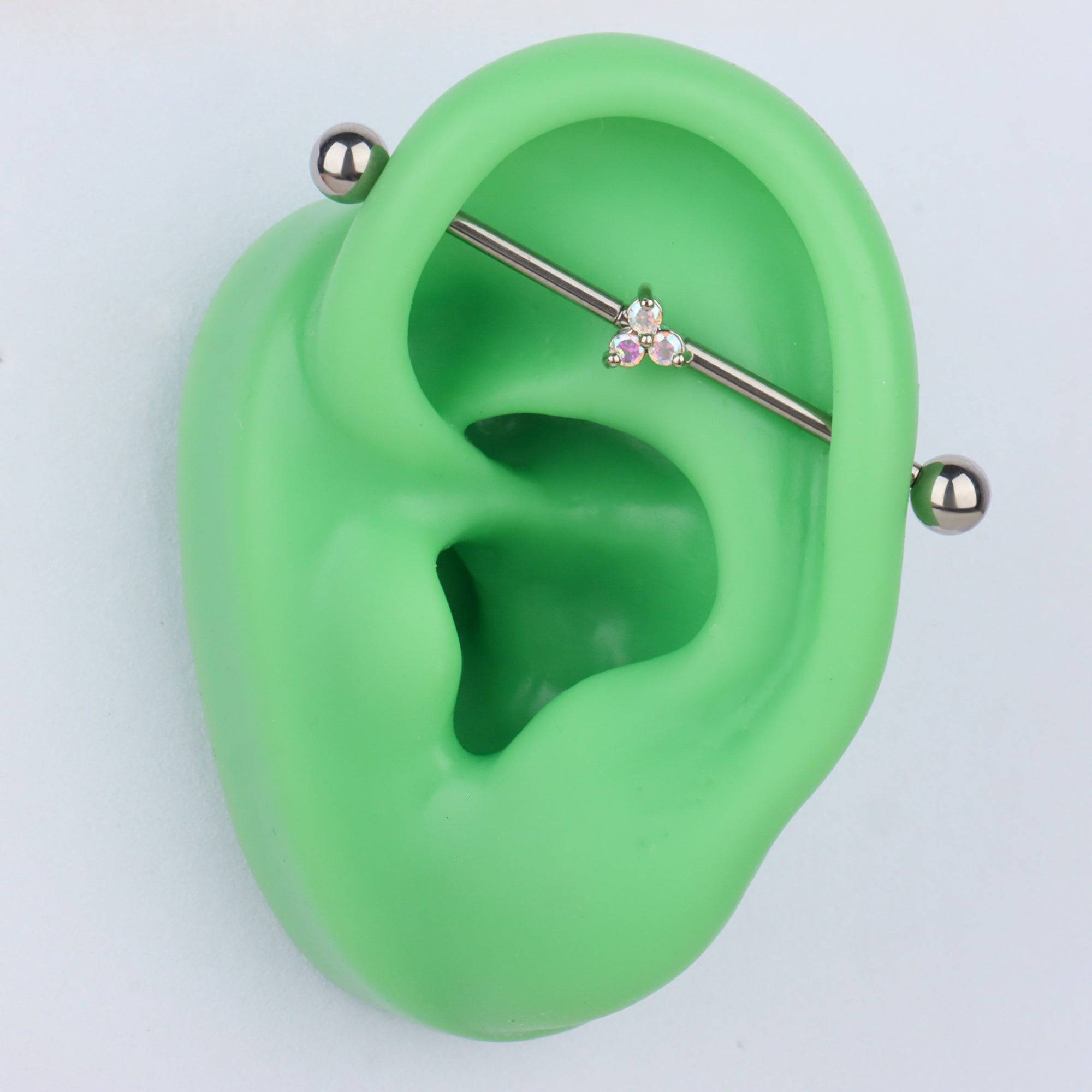 oumo jewelry - Wholesale Face/Body Chain - Titanium Colored Zircon Industrial Barbell2