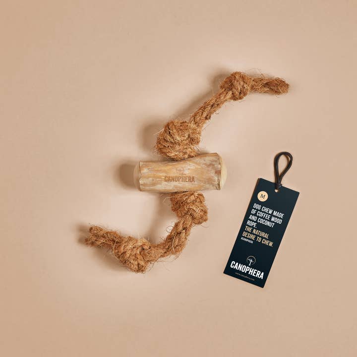 CANOPHERA GmbH - Venta al por mayor Juguete de soga - Perros - Juguete masticable para perros hecho de madera de café y cuerda de coco.6