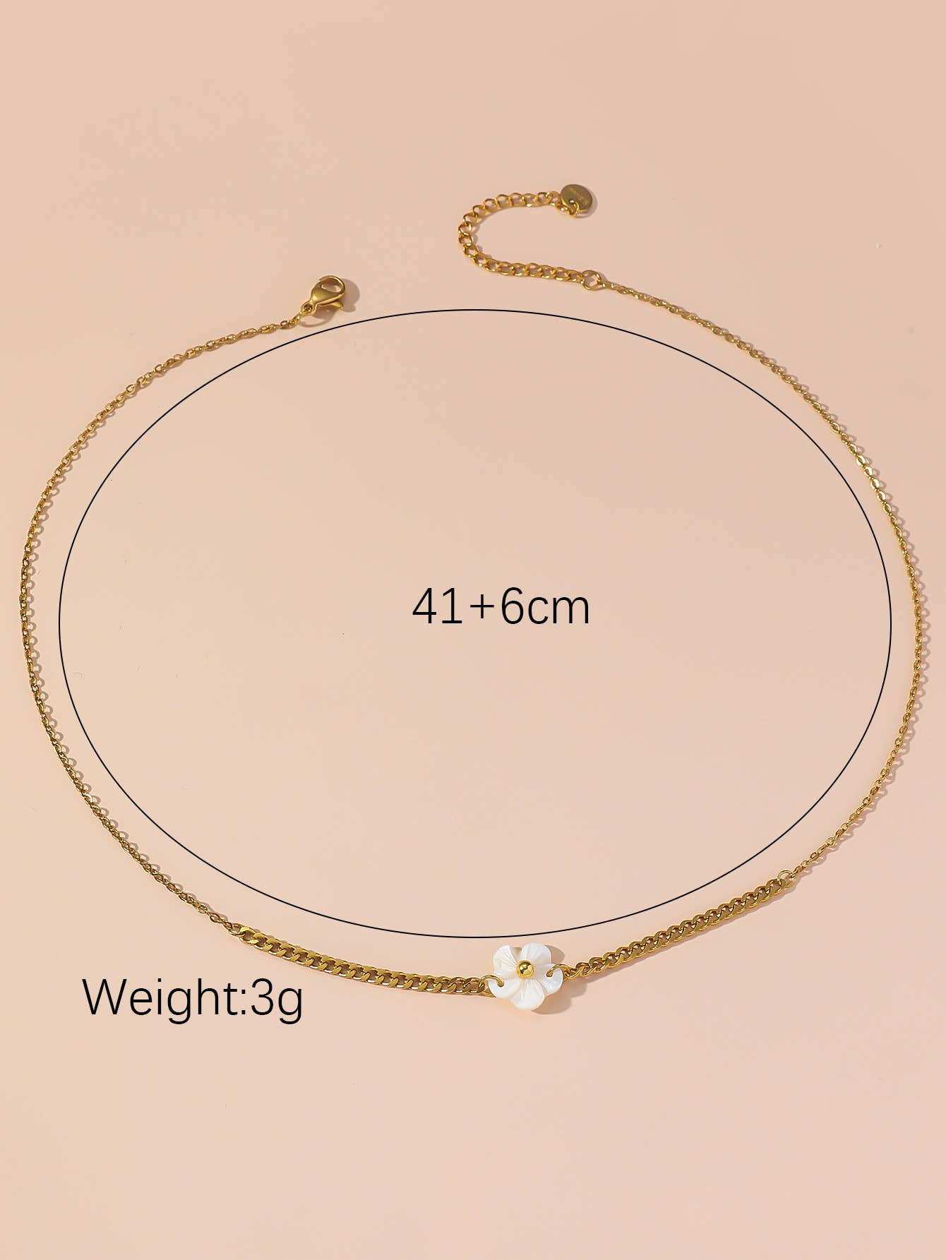 Blossom bijoux – Großhandel Gliederhalskette – 24CCA124 Halskette aus Edelstahl mit verstellbarer Kette1