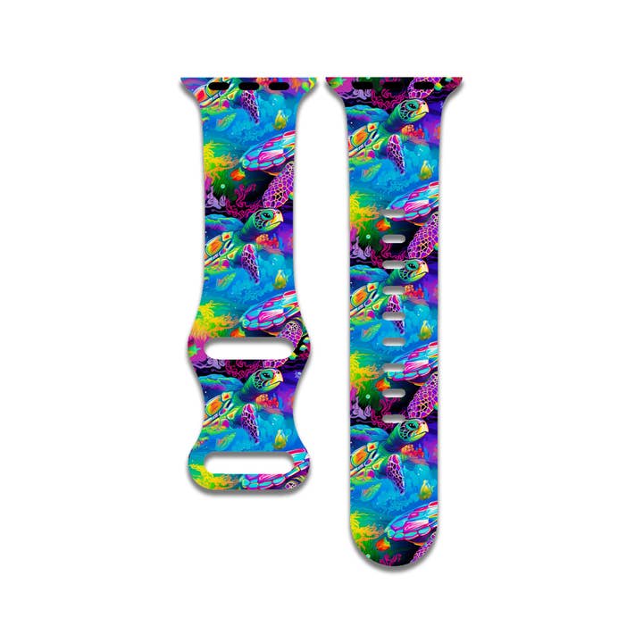 The Printed Llama - Vendita all'ingrosso Cinturino/fascia per orologio - Donna - Cinturino per Apple Watch Sea Turtle per le serie 1-9, SE e Ultra1
