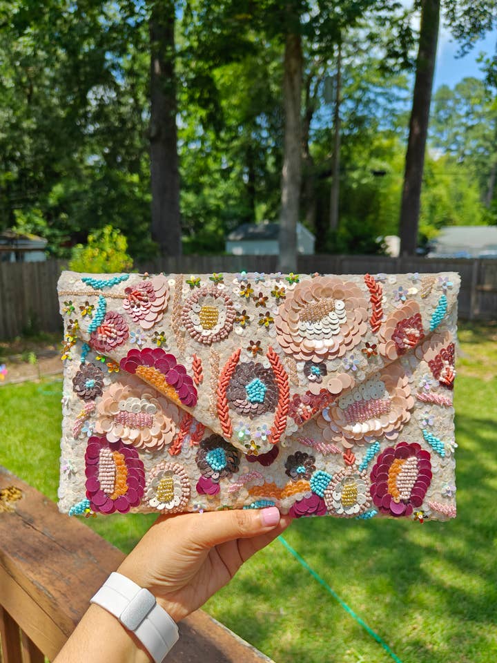 Handgefertigte florale Perlen-Clutch-Tasche Umhängetasche Sommer Tasche für den Großhandel von ShopHimalaya