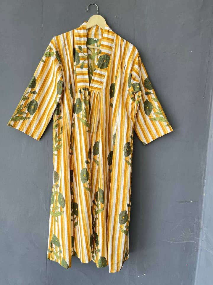 Hand Block Printed Cotton Boho Hippy Floral Palm Dress for wholesale by Bhawana Handicrafts