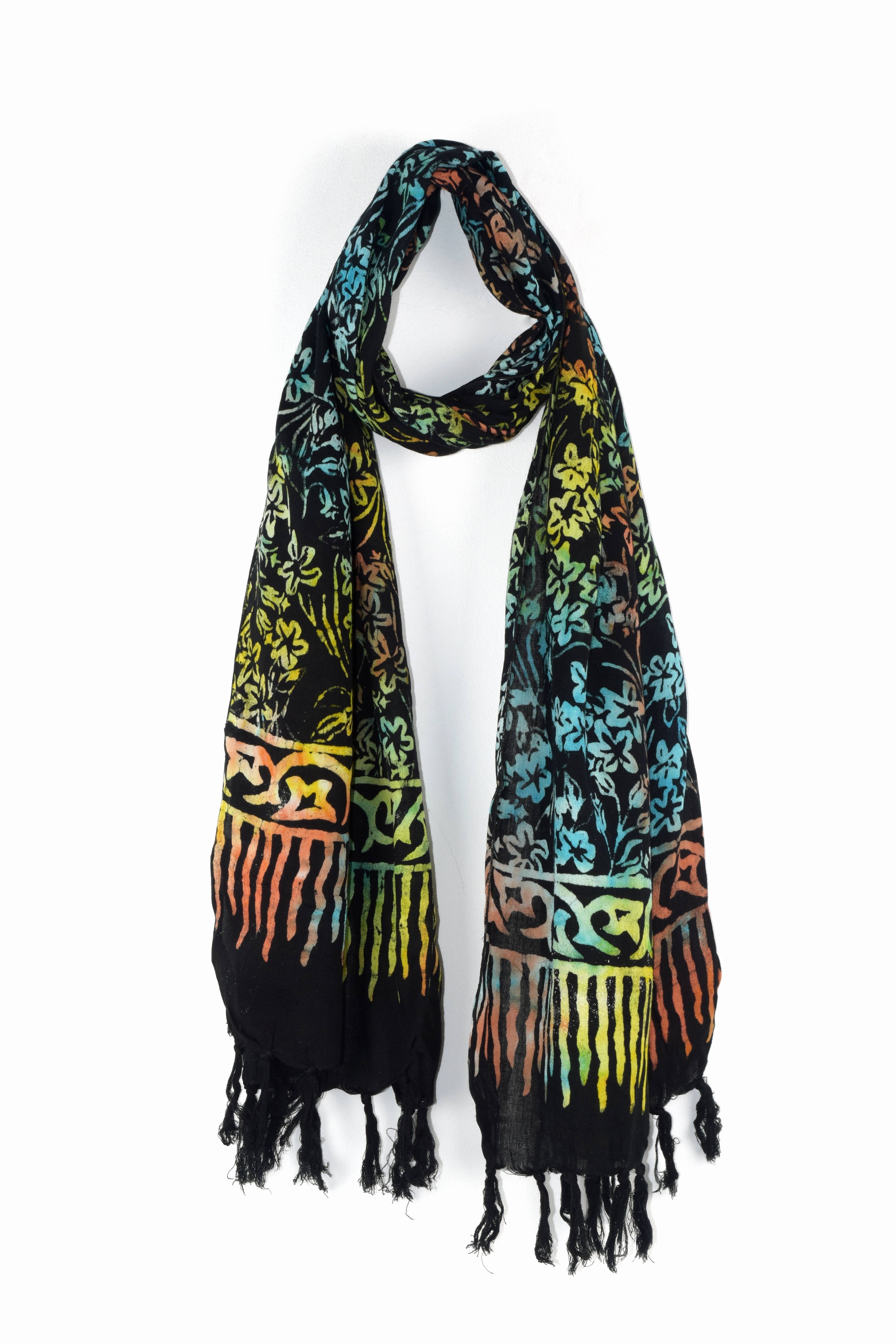 Nusantara Inc. - Wholesale Scarf - Women's - Rayon Batik Scarf - 98781 A-C (Knotted  Fringe)31