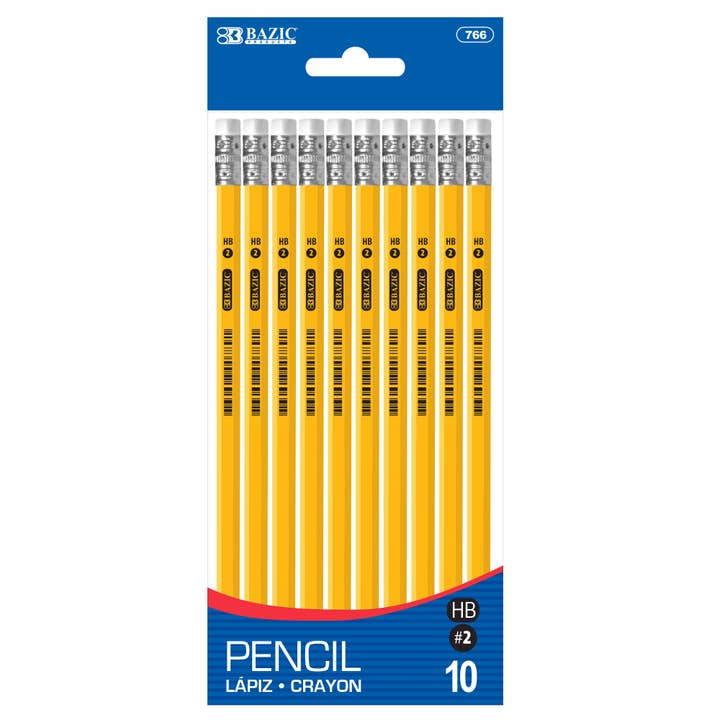 BAZIC Products - Wholesale Pencil - Yellow Pencil #2 Premium (10/Pack)