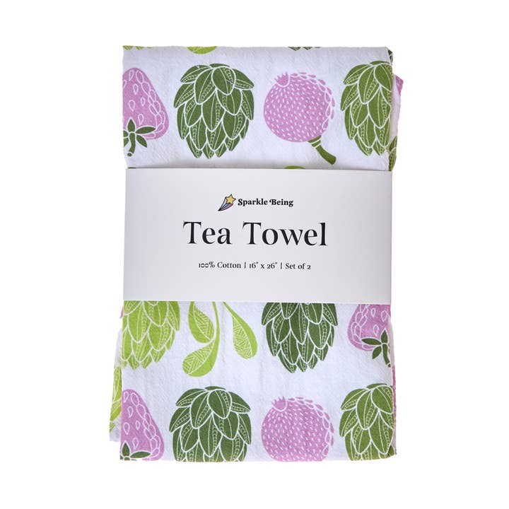 Tea Towels for a Cute Kitchen – Charming Artichokes (Set of 2) | 100% Cotton & Absorbent for wholesale by Sparkle Being