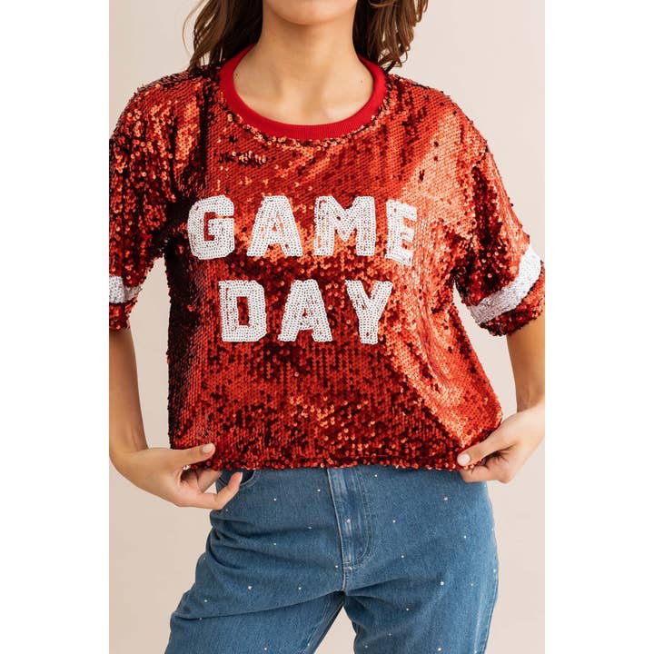 GAME DAY SEQUINS CROPPED TOP for wholesale by Apolline