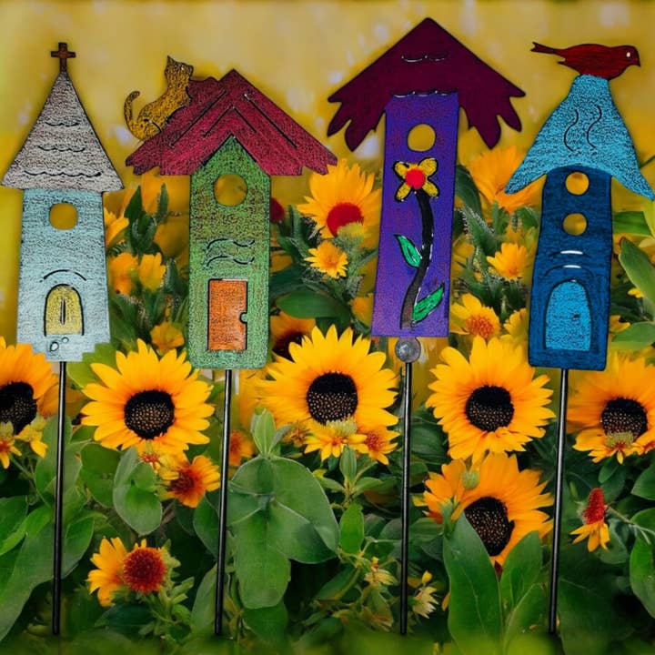 Blomst Fuglehus Plantepind Kat Havepind Kirke metal for engroshandel hos Whimsies