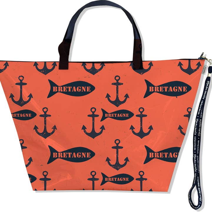 Bolsa Fim de Semana, Saco de Viagem Grande Brittany Âncoras Fish por atacado de BISTRAKOO