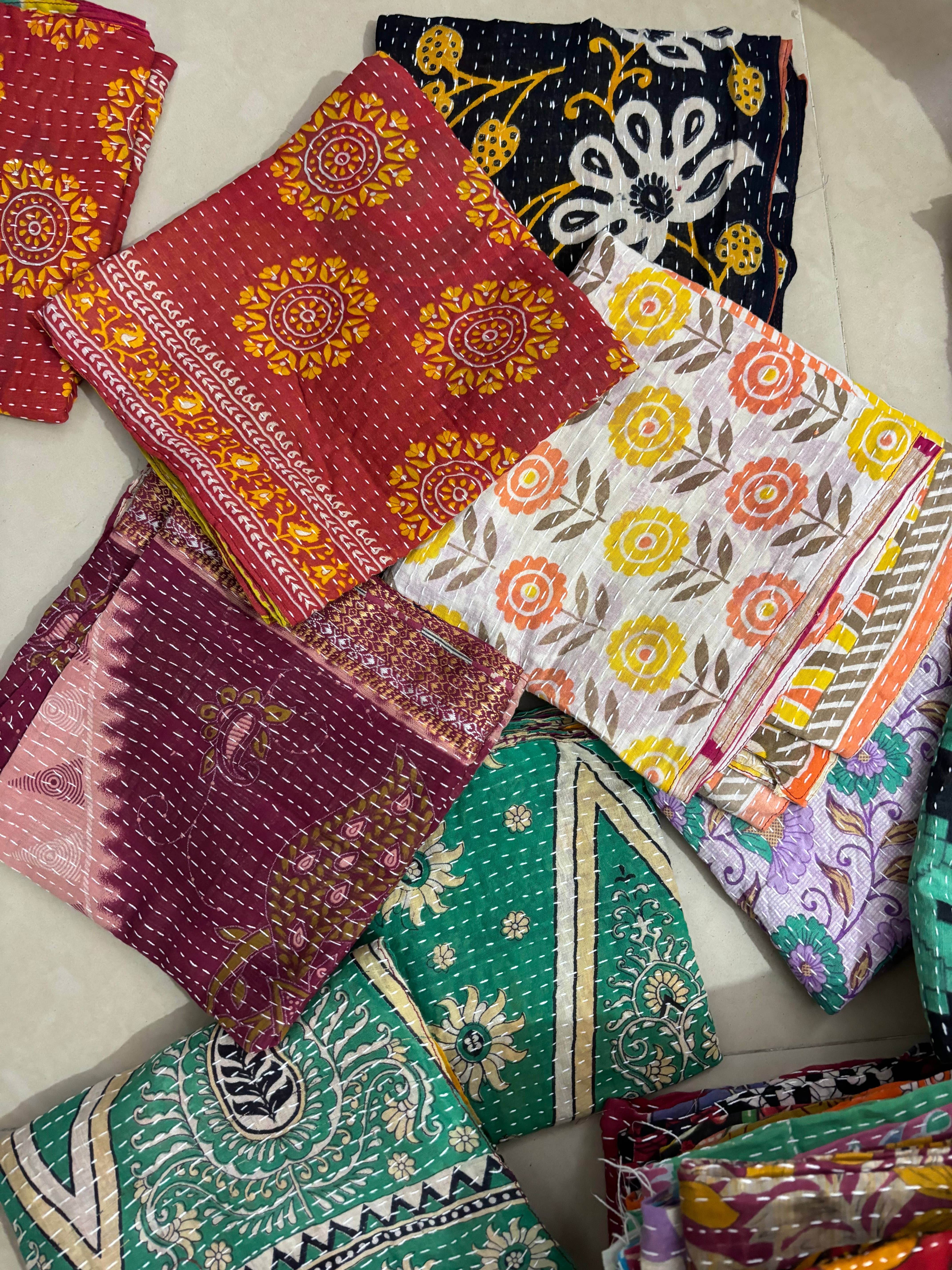 Meghcraft - Wholesale Scarf - Women's - Reversible Handmade Cotton Kantha Scarves-Kantha scarf5