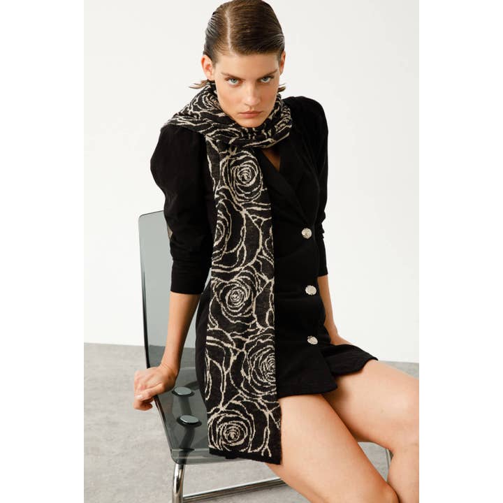 Mohair&Angora – Cachecol - Mulher por atacado – Shawl Mohair Cappadocia Preto-Bege5