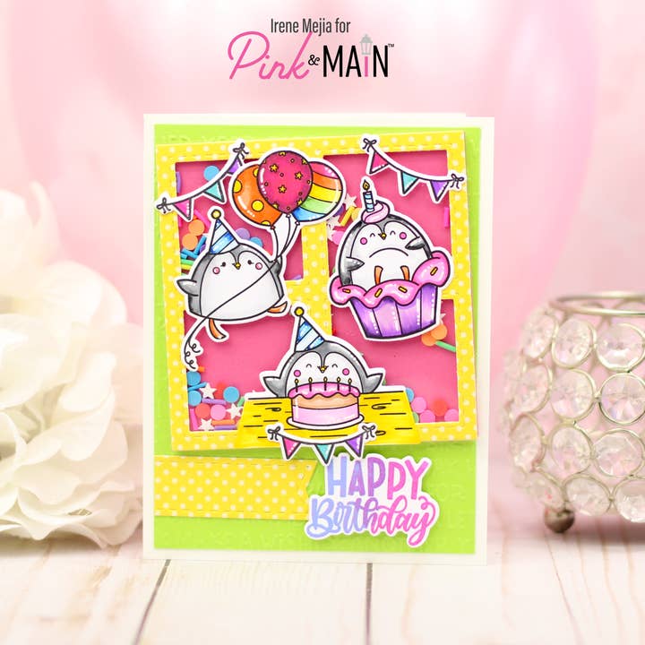 Pink and Main - Wholesale Rubber/Decorative Stamp - Party Penguins8