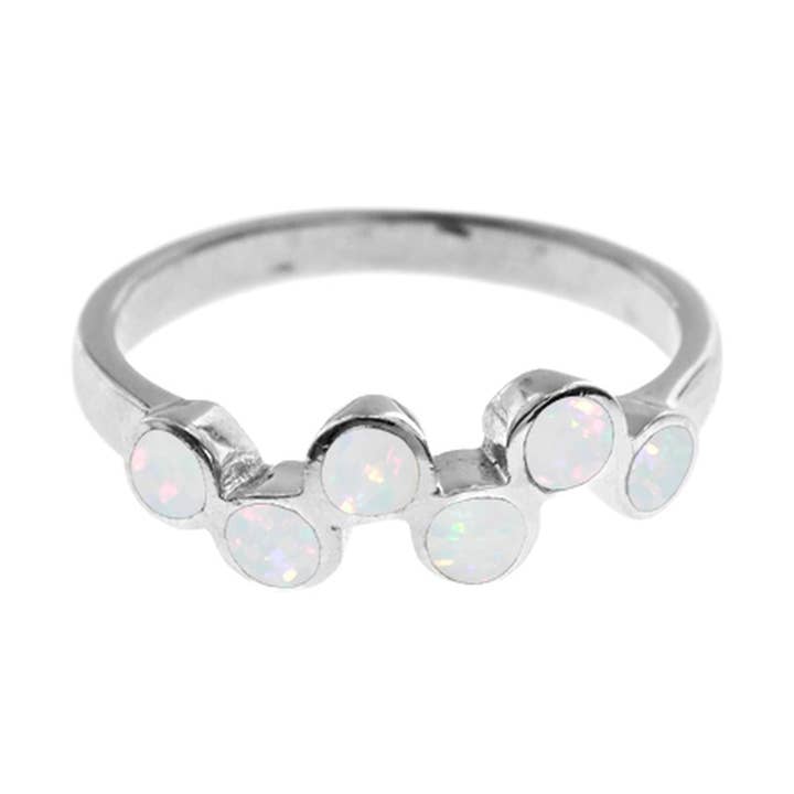 Diana vit opalique ring med förskjutna cirklar för wholesale av Kali Ma Designs - Sterling Silver Jewellery