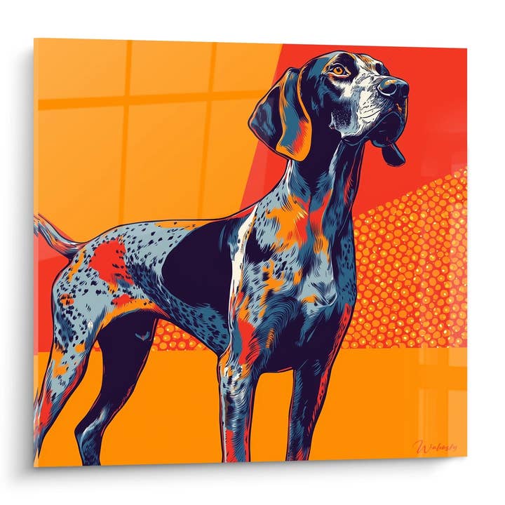 German Pointer Painting Orange and Red Portrait - Contemporary Elegance - German Pointer Edition for wholesale by Walensky