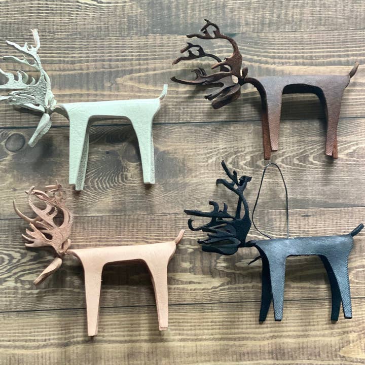 The Merchant Studio – wholesale Ornament – Leather Reindeer Ornament2