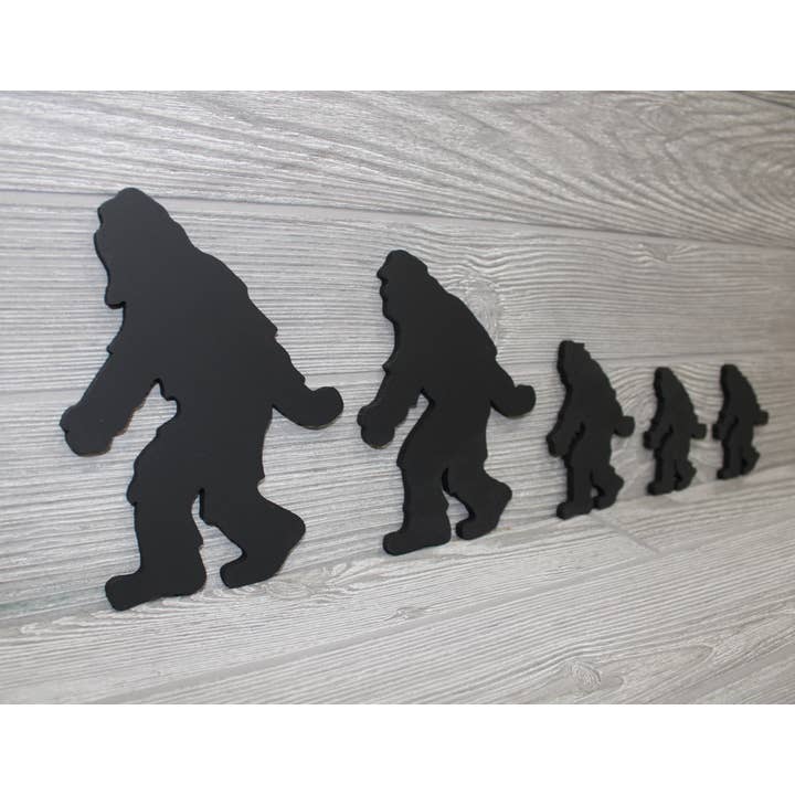 Bigfoot Family of 5 - Wood Bigfoot Family - Bigfoot Art for wholesale by Silhouettes & Sunsets