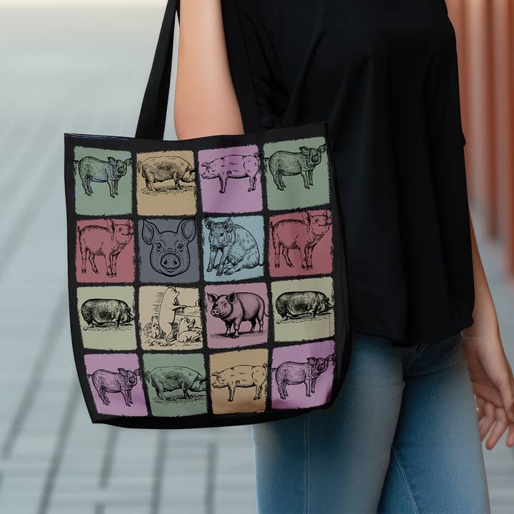 Vivtrek - Wholesale Tote Bag - Women's - Vintage Pig Tote Bag for Farm Animal and Pig Lovers1
