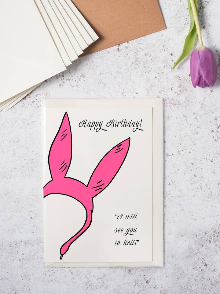 ”Grattis på födelsedagen” Bobs Burger Louise Belcher hälsningskort för wholesale av The Arty Hand