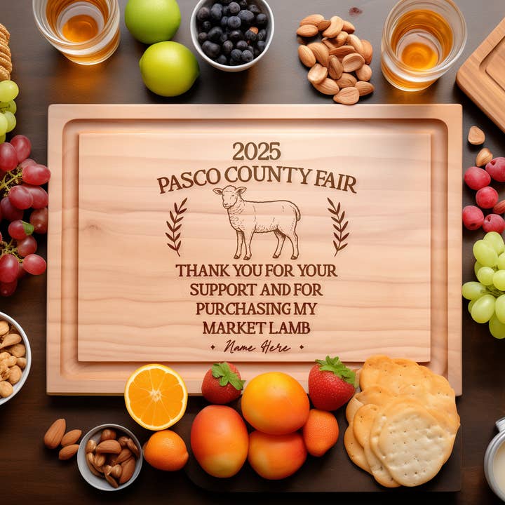 Market Lamb Engraved Cutting Board – County Fair Gift for wholesale by Southern Farm Signs