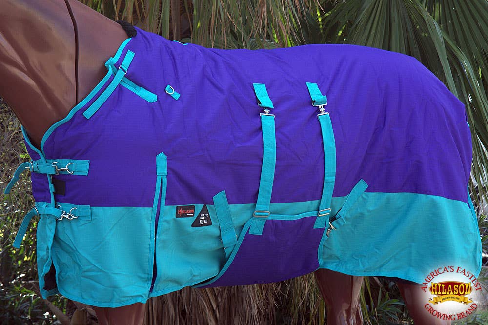 Purple Turquoise HILASON 1200D Winter Waterproof Poly Horse Blanket Belly Wrap | Turnout Blankets for Horses for wholesale on Faire2