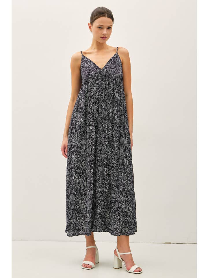 Be Cool - Wholesale Dress - Women's - PAISLEY PRINT MAXI DRESS WITH ADJUSTABLE STRAPS