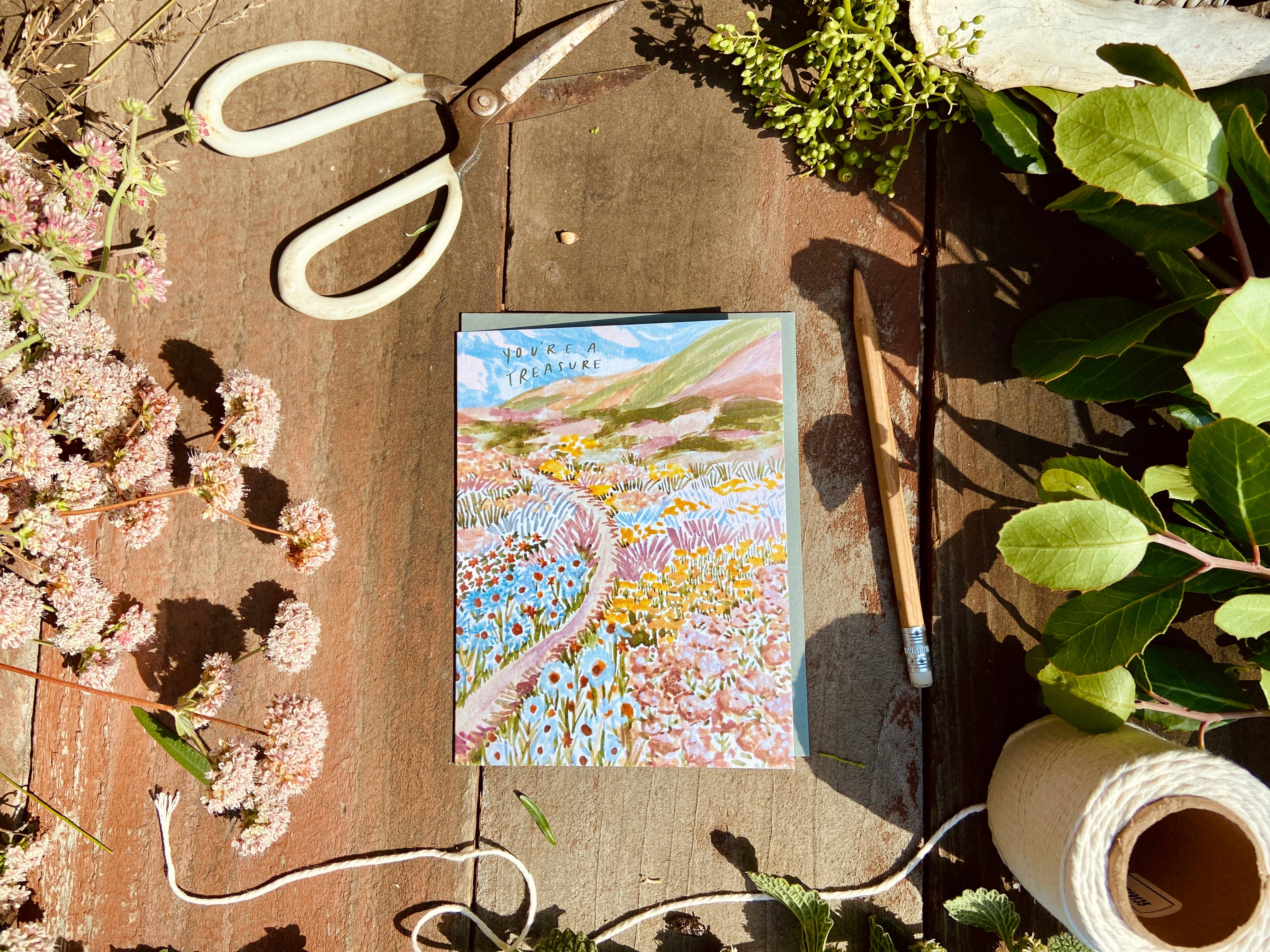 Little Salt Wagon - Wholesale Everyday Greeting Card - You're A Treasure Wildflower Colorful Coast Greeting Card2