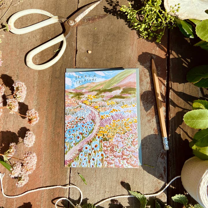 Little Salt Wagon - Venta al por mayor Tarjetas de felicitación - Tarjeta de felicitación You're A Treasure Wildflower Colorful Coast2