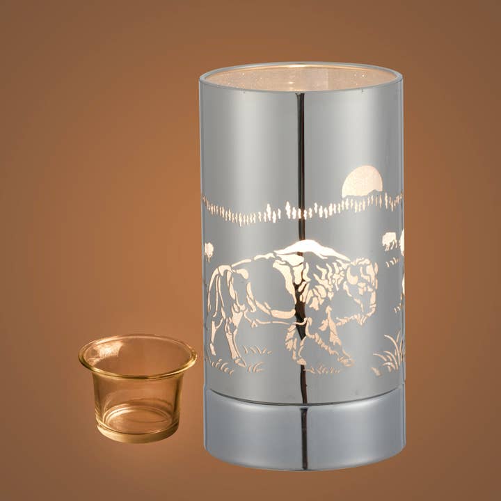 Peterson Housewares & Artwares - Vendita all'ingrosso Scaldacera - Lampada Touch da 17,8 cm, bruciatore a olio/scaldacera, Silver Bison1