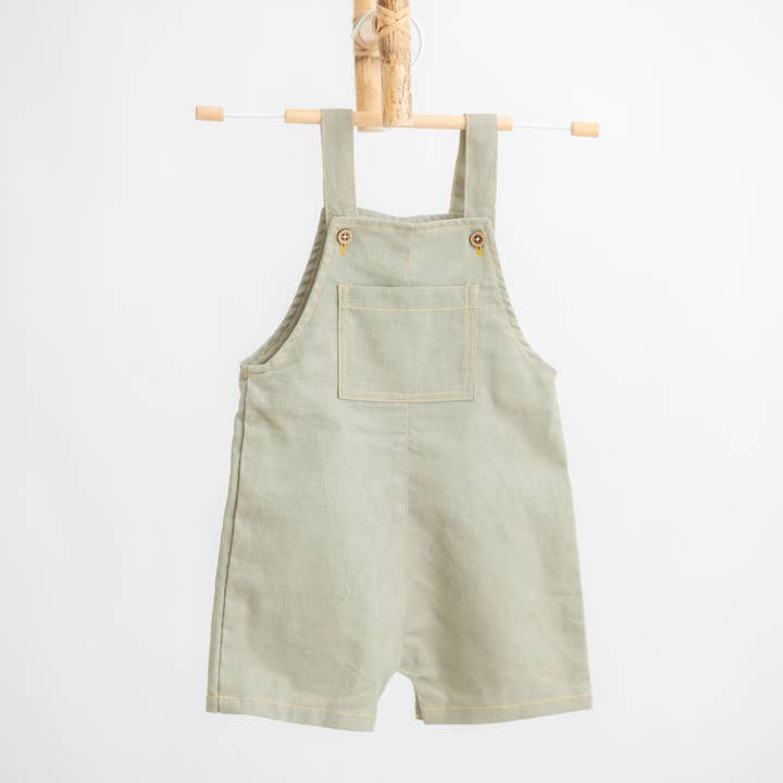 Zoey Inc. - Wholesale Overalls – Baby - Pocketful of Play Linen Cotton Unisex Dungaree (Sage Green)1