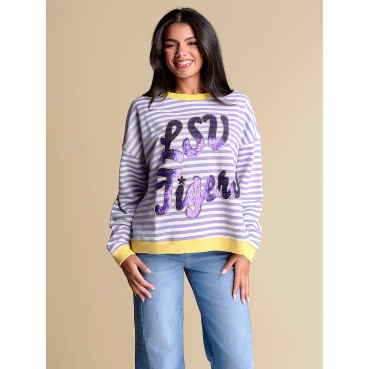 Le Pull à Rayures | LSU pour la vente par Stewart Simmons
