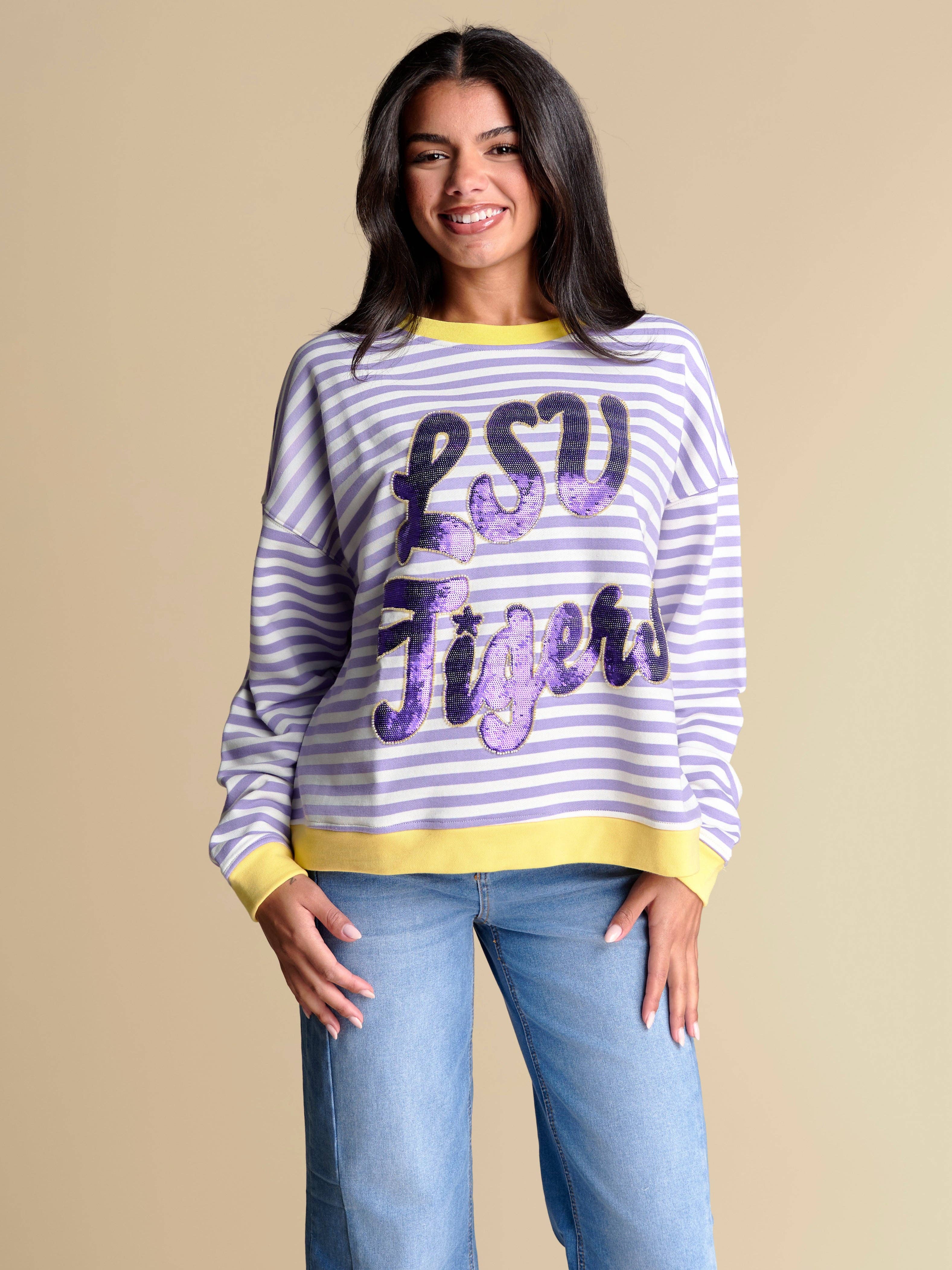 Stewart Simmons - Wholesale Sweatshirt – Women's - The Stripe Pullover | LSU