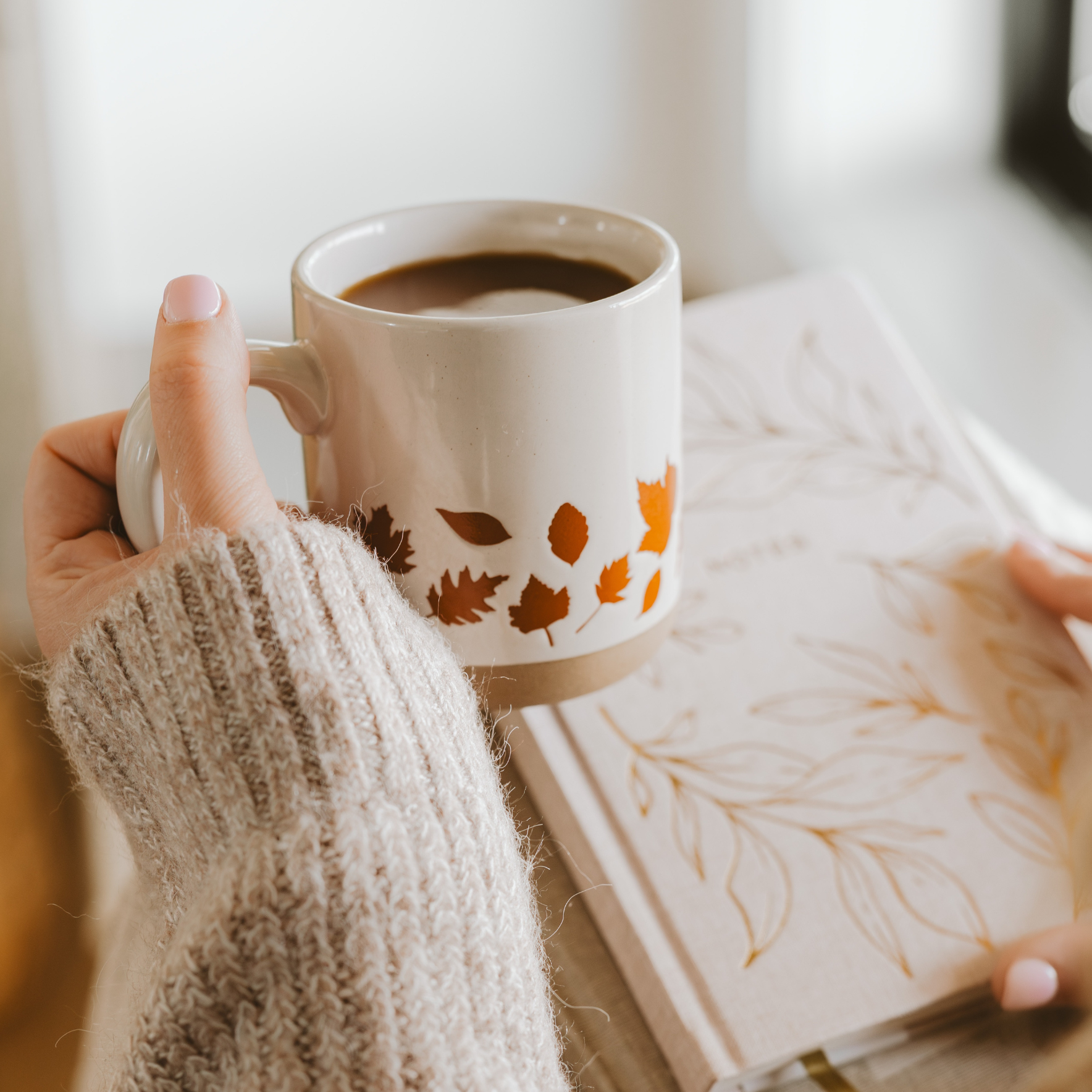 Sweet Water Decor - Wholesale Coffee Mug - Orange Leaves Stoneware Coffee Mug - Fall Decor1