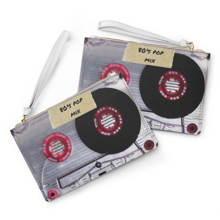 80s Pop Mix Tape Cassette Clutch Bag, Wristlet, Y2K Fashion for wholesale by QuotesOn LLC