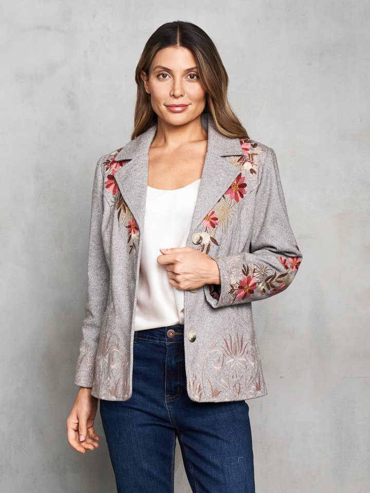 4798-MAJ Embroidered Herringbone Blazer for wholesale by Paparazzi