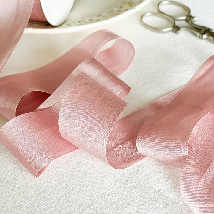 The Natural Paper Company - Wholesale Ribbon - Gift Wrapping - Silk Closed Edge Ribbon in Blush Pink | Fine Silk Ribbon