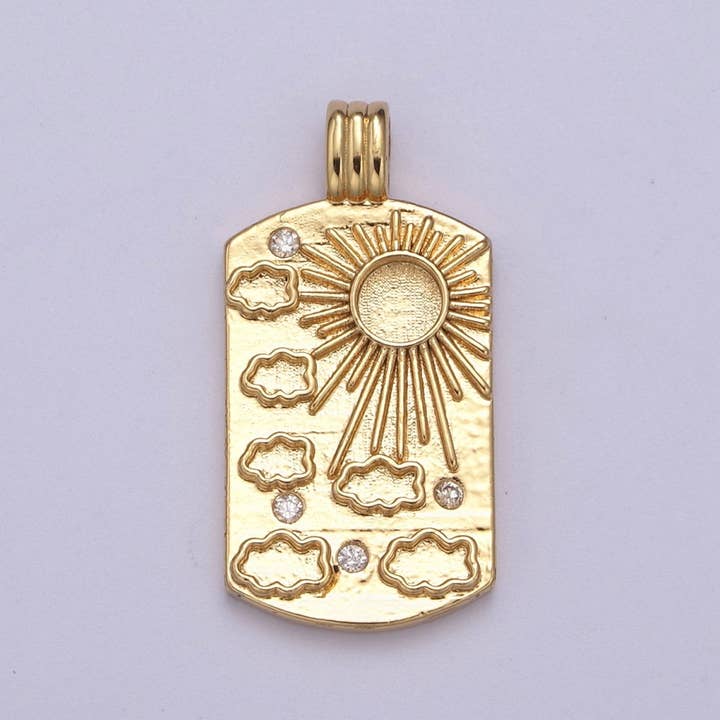 Aim Eternal - Wholesale Individual Charm/Pendant - New Element Tag Collection Gold Element Charm Fire Wind Earth Ocean Wave Charm 14K Gold Filled Medallion for Necklace Supply H-519 H-521 H-522 H-5241