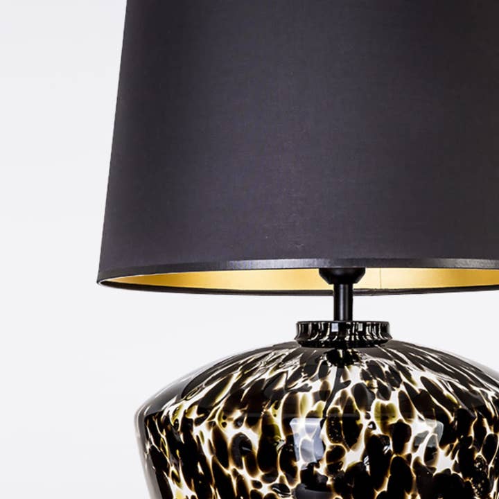 Signature Home Collection GmbH - Wholesale Accent/Desk Lamp - L bulbous spotted glass table lamp with black lampshade2