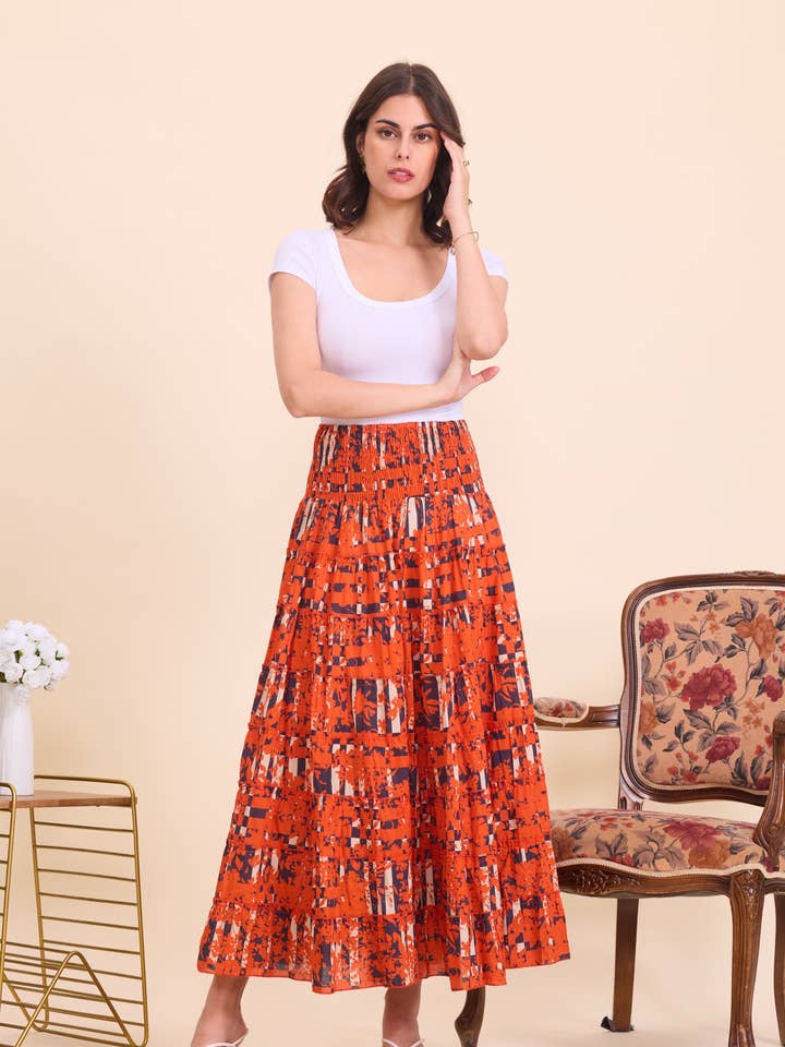 Langer Boho-Rock mit Smok aus Baumwolle - Orice für den Großhandel von Orice