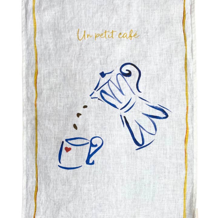 Dinette (USA Shipping) - Wholesale Tea Towel - Un Petit Café - Linen Teatowel